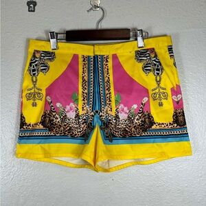 Dolce & Gabbana Yellow and Pink Patterned Women's Shorts